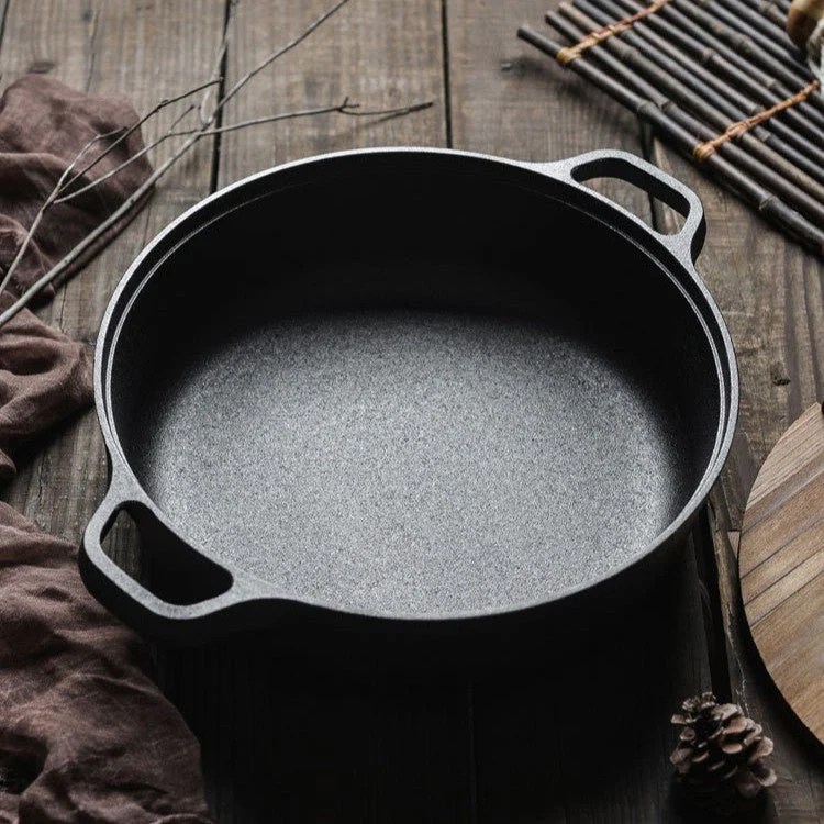 Multi-Purpose Cast Iron Skillet with Lid and Ear Handles (25cm) - Image 11