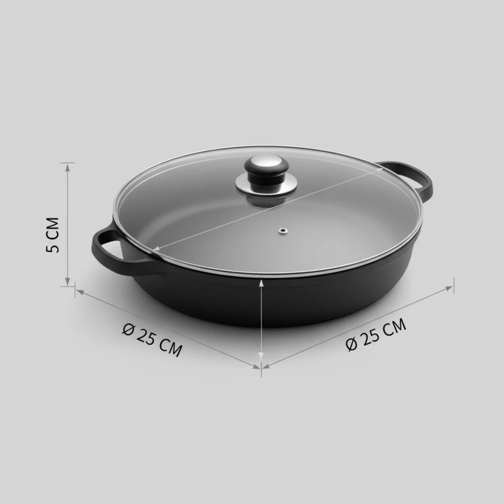 Multi-Purpose Cast Iron Skillet with Lid and Ear Handles (25cm) - Image 12