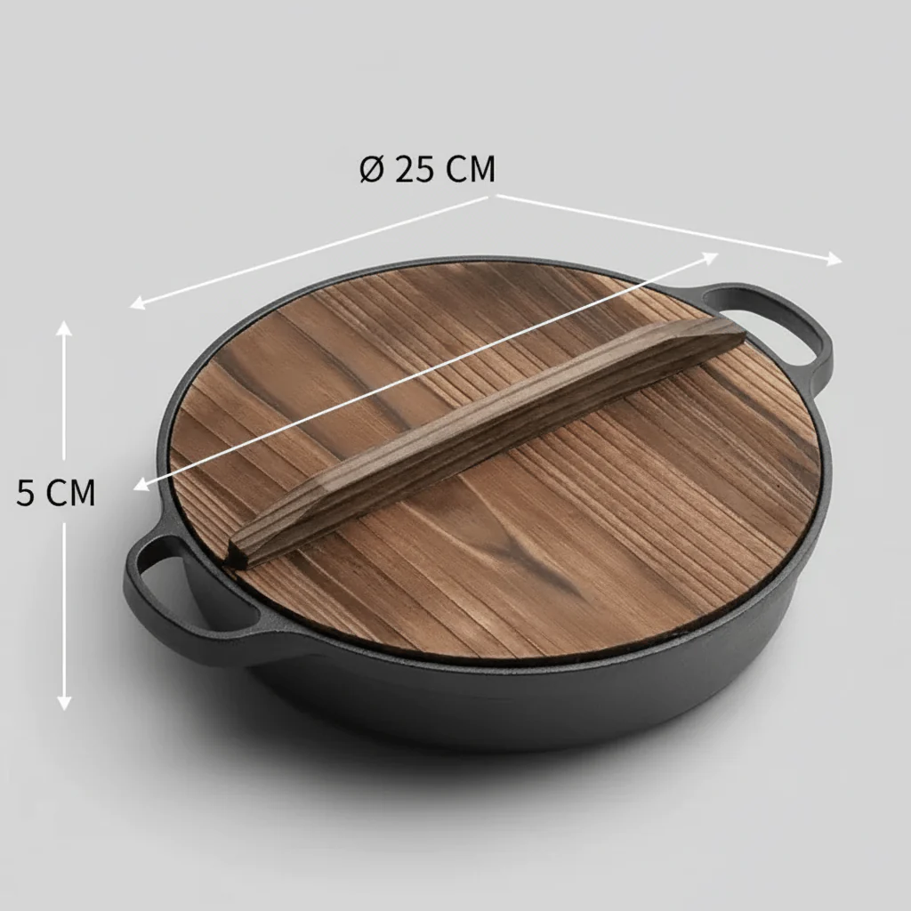 Multi-Purpose Cast Iron Skillet with Lid and Ear Handles (25cm) - Image 13