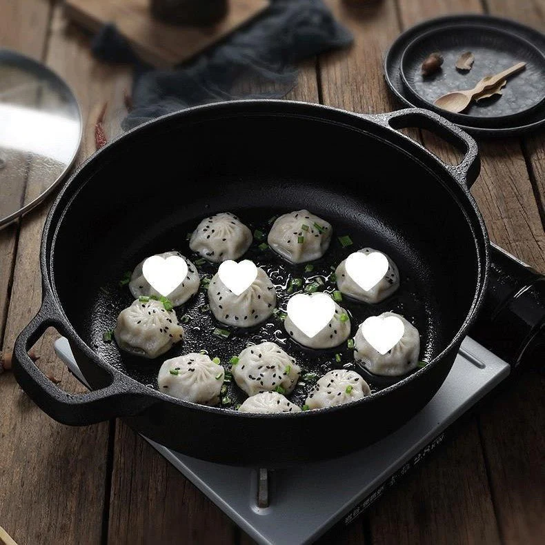 Multi-Purpose Cast Iron Skillet with Lid and Ear Handles (25cm) - Image 7