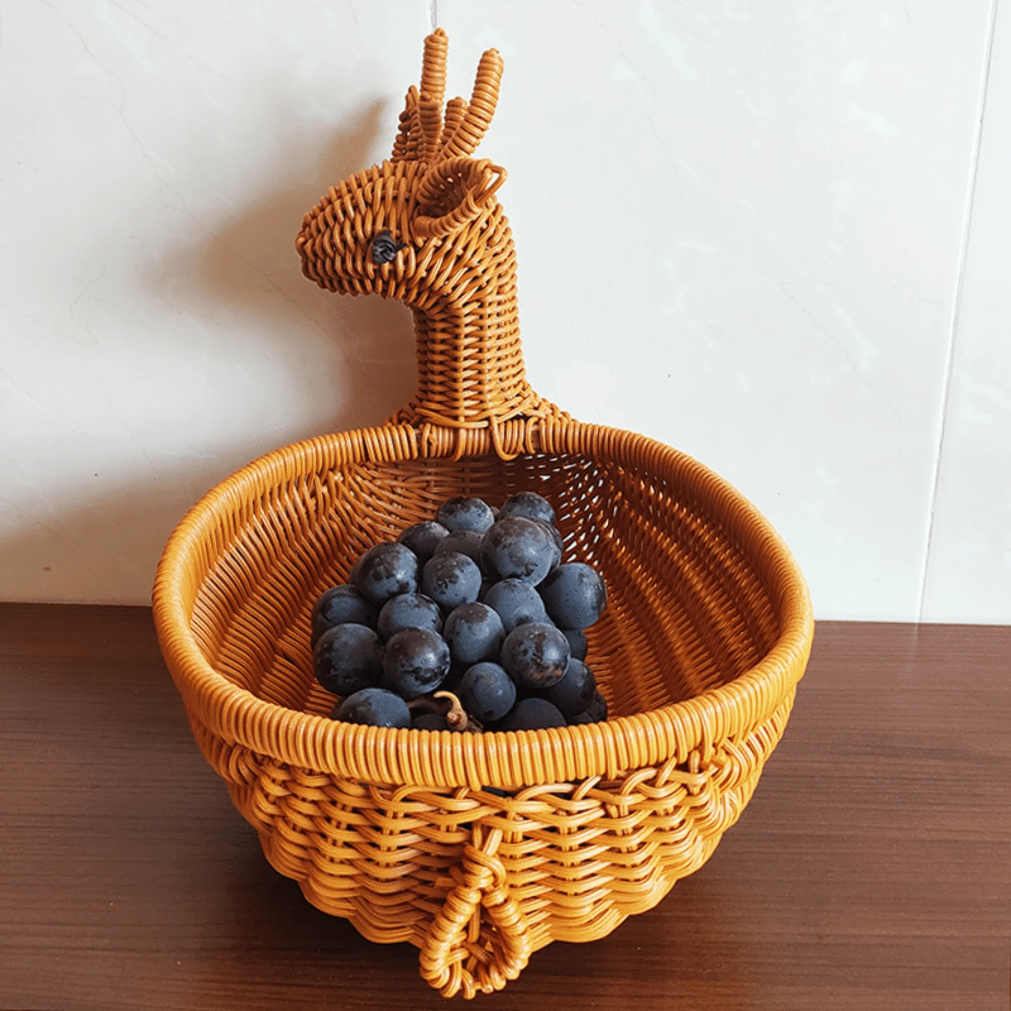 Multi-Purpose Deer-Shaped Imitation Rattan Food & Bread Basket (32cm) - Image 3