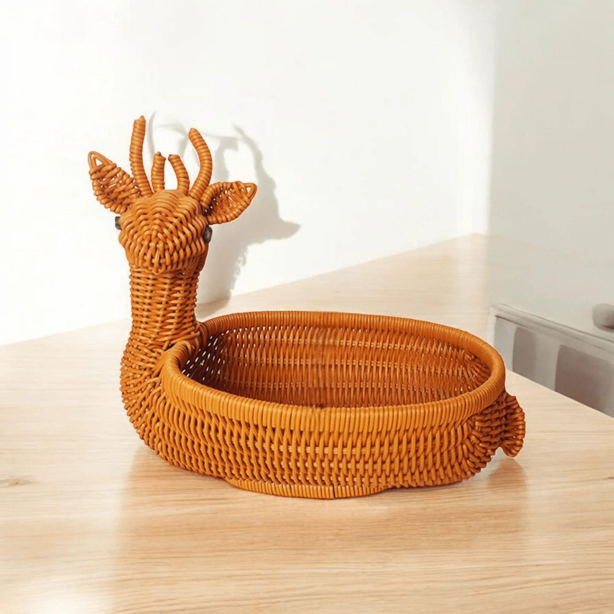 Multi-Purpose Deer-Shaped Imitation Rattan Food & Bread Basket (32cm) - Image 4