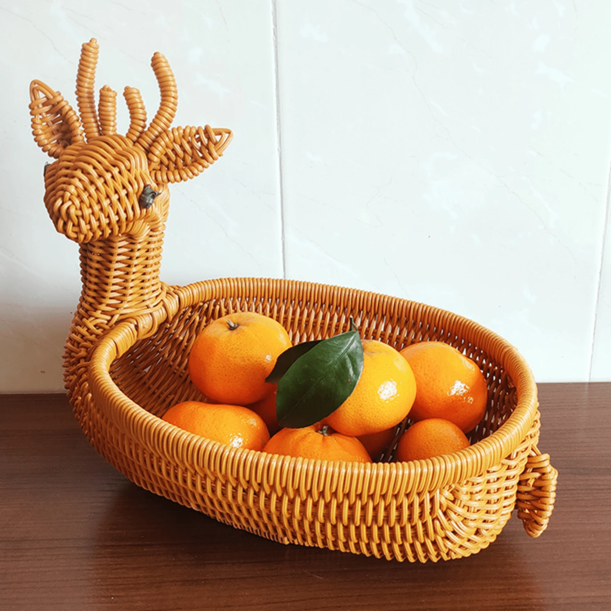 Multi-Purpose Deer-Shaped Imitation Rattan Food & Bread Basket (32cm) - Image 5