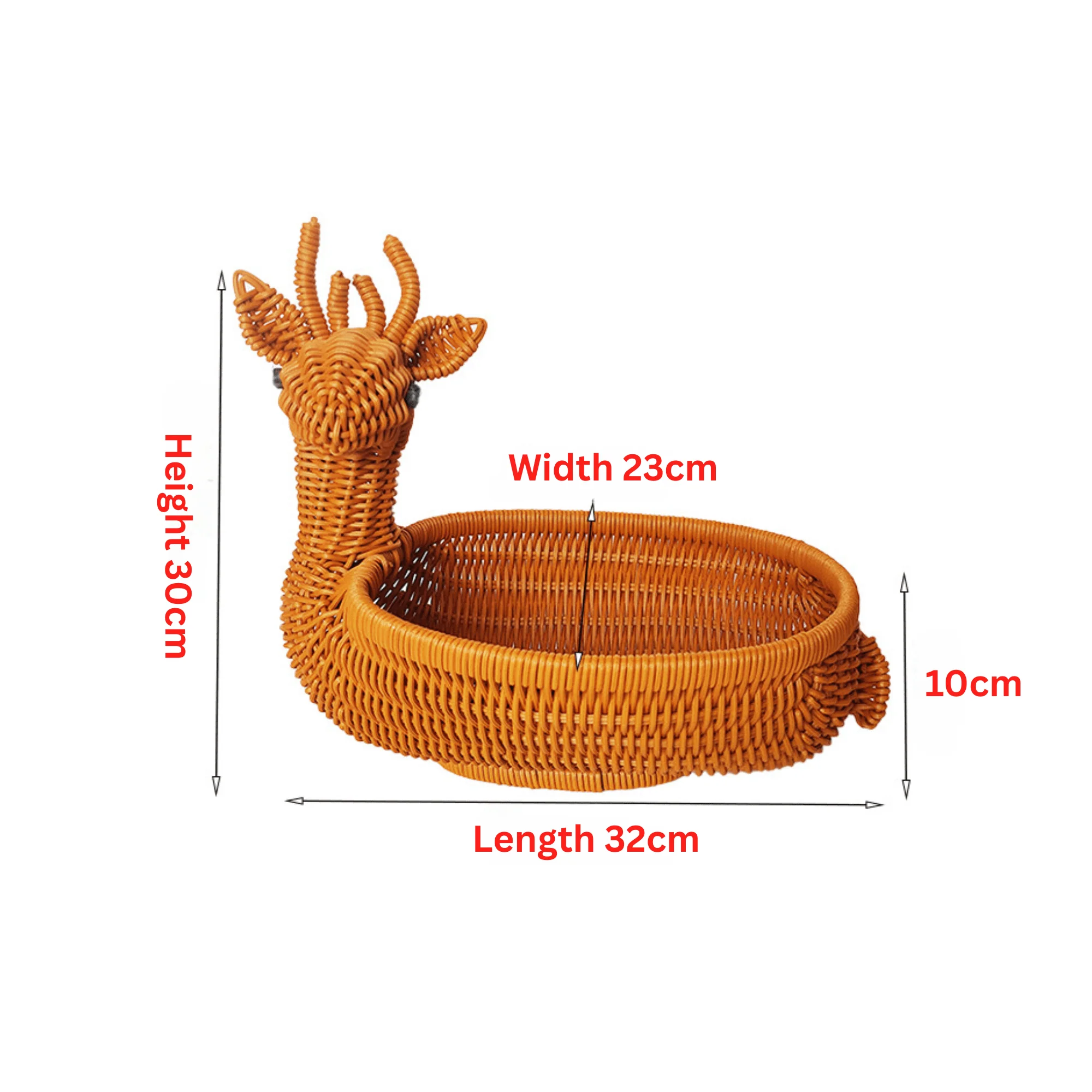 Multi-Purpose Deer-Shaped Imitation Rattan Food & Bread Basket (32cm) - Image 6