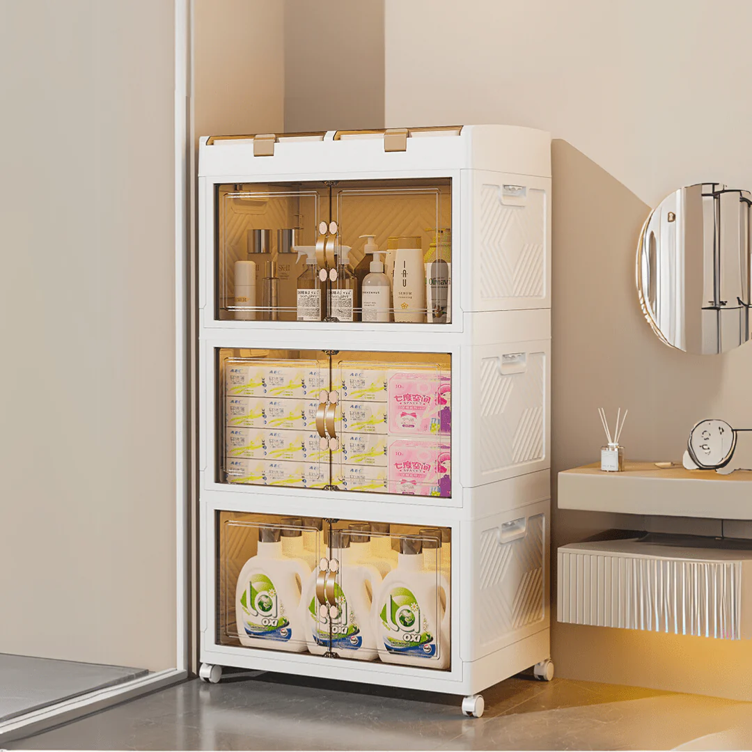 Multi-Purpose Foldable Storage Organizer Wardrobe With Wheels - Image 4