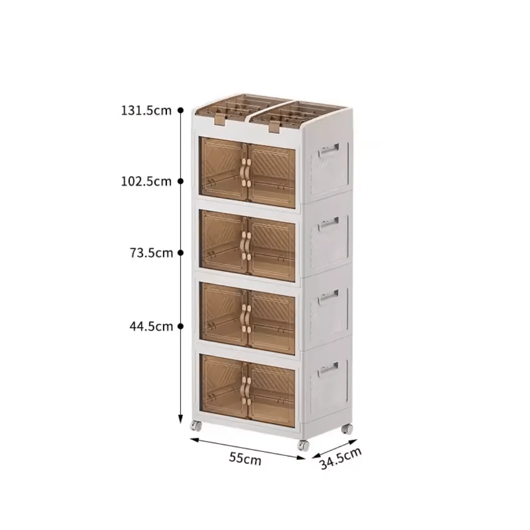 Multi-Purpose Foldable Storage Organizer Wardrobe With Wheels - Image 7