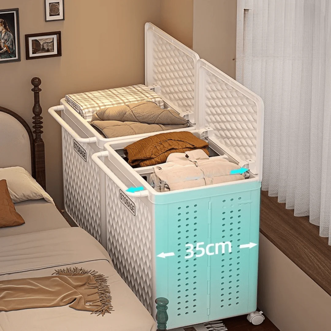 Multi-Purpose Folding Divider Storage Basket with Wheels - Image 3