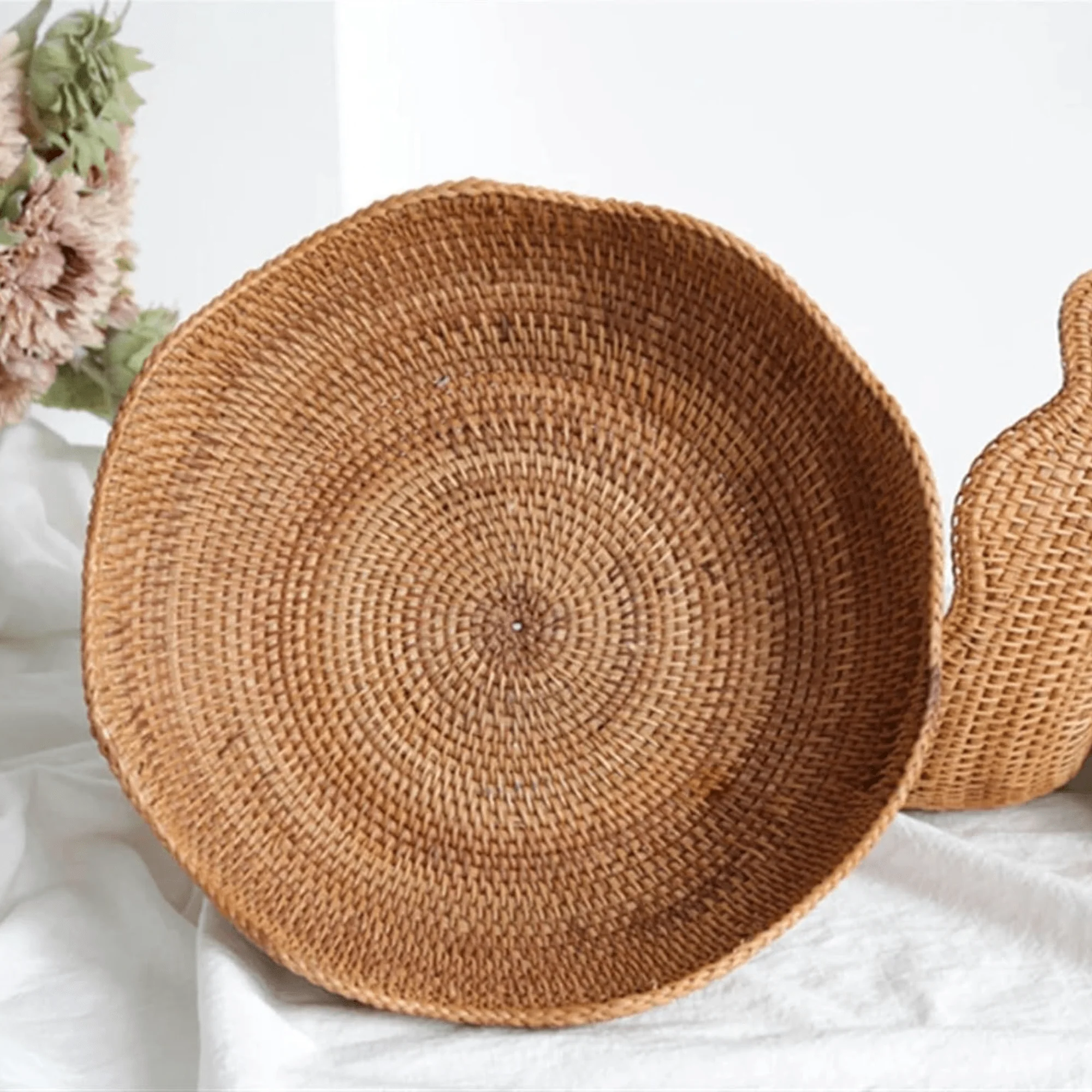 Multi-Purpose Hand-Woven Rattan Serving Basket (25cm) - Image 3