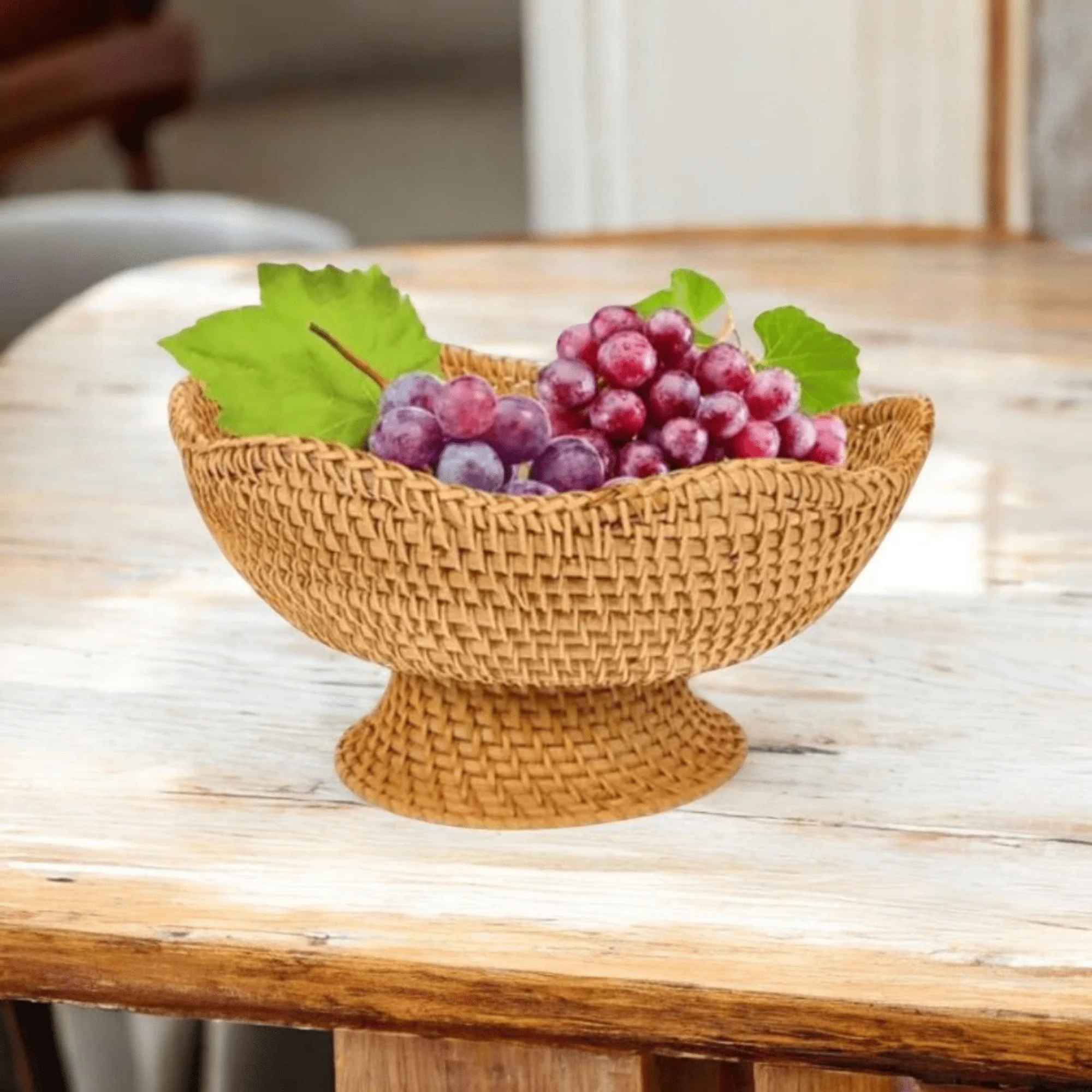 Multi-Purpose Hand-Woven Rattan Serving Basket (25cm) - Image 4