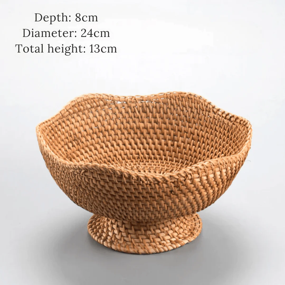 Multi-Purpose Hand-Woven Rattan Serving Basket (25cm) - Image 7
