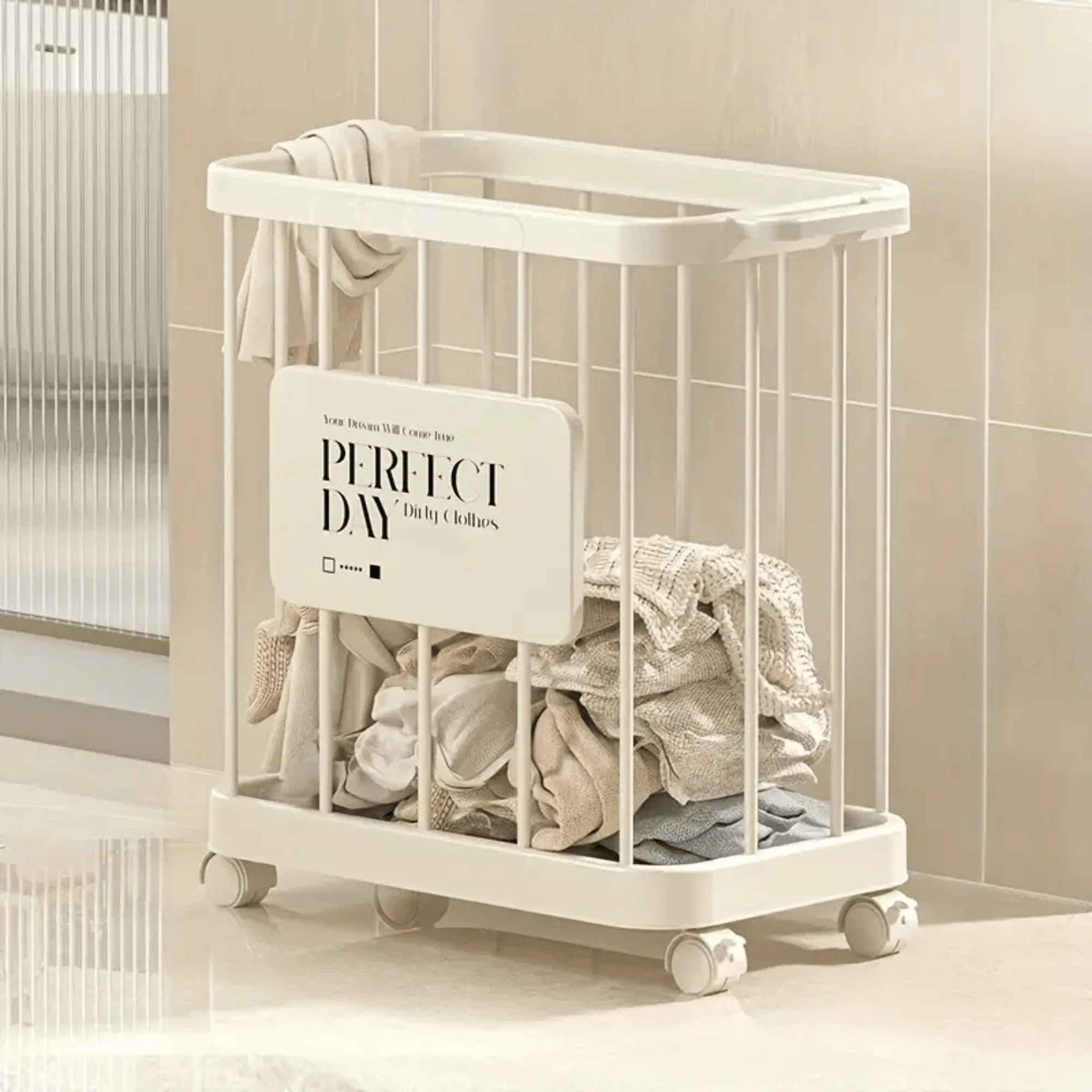 Multi-Purpose Household Plastic Storage Basket for Laundry with Wheels - Image 5
