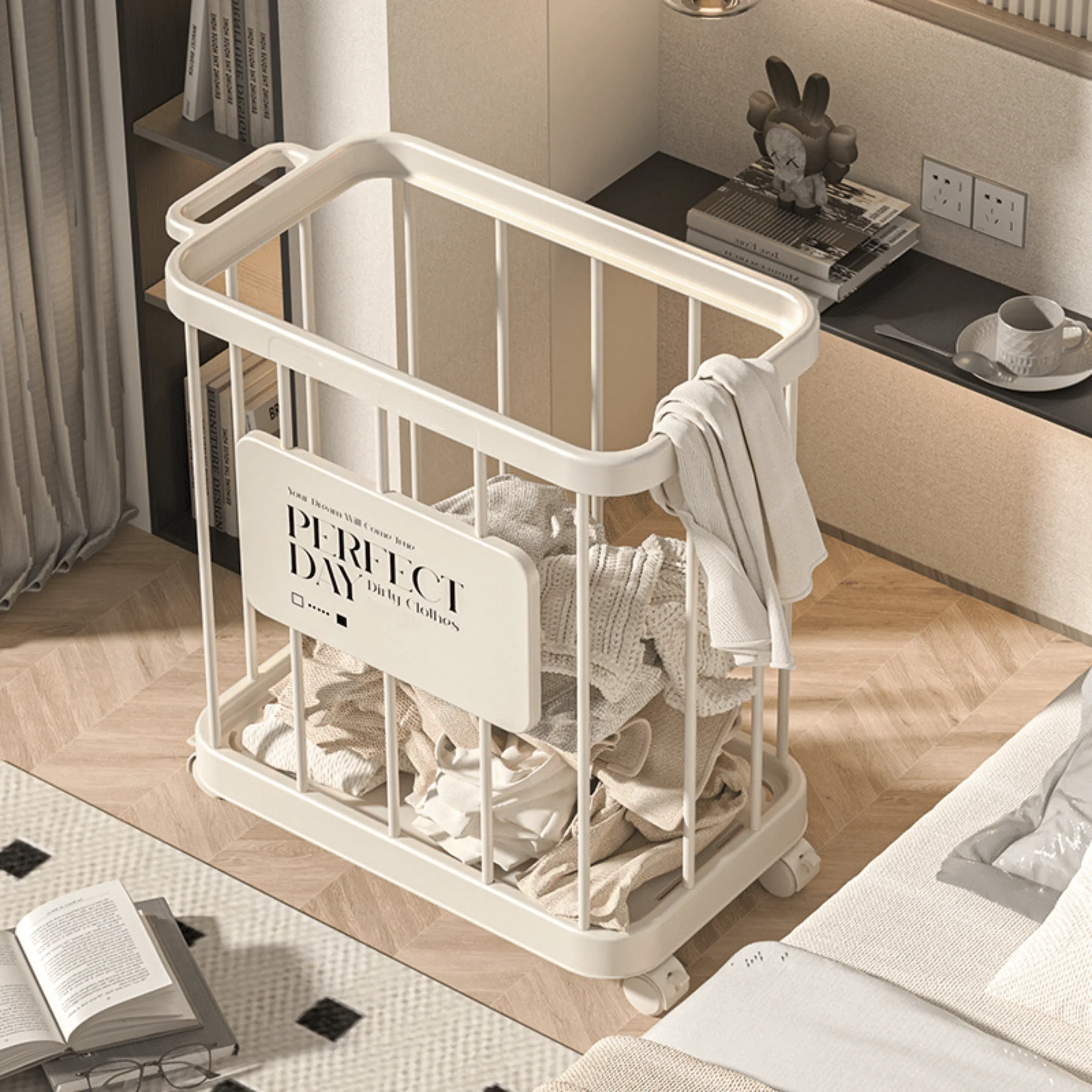 Multi-Purpose Household Plastic Storage Basket for Laundry with Wheels - Image 6