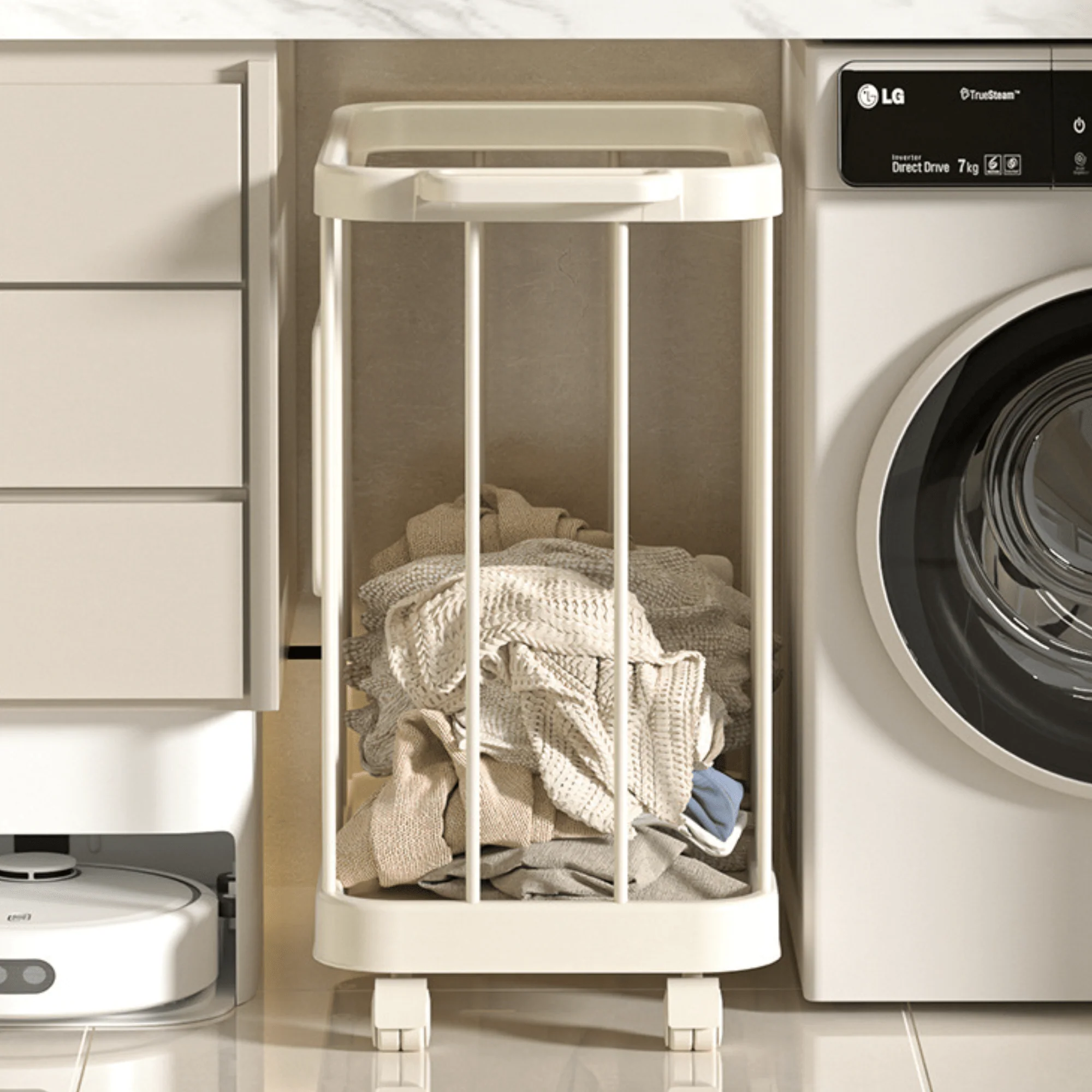 Multi-Purpose Household Plastic Storage Basket for Laundry with Wheels - Image 7