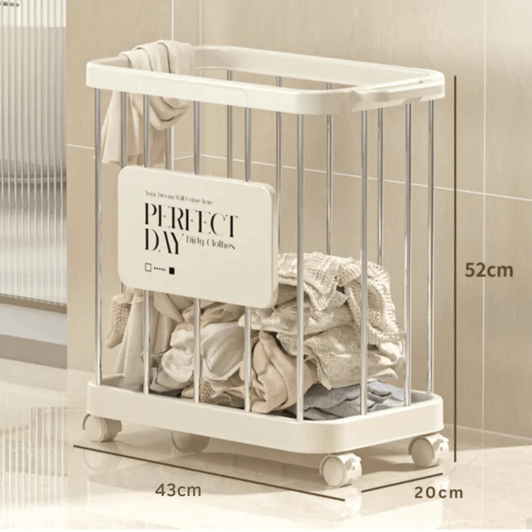 Multi-Purpose Household Plastic Storage Basket for Laundry with Wheels - Image 8