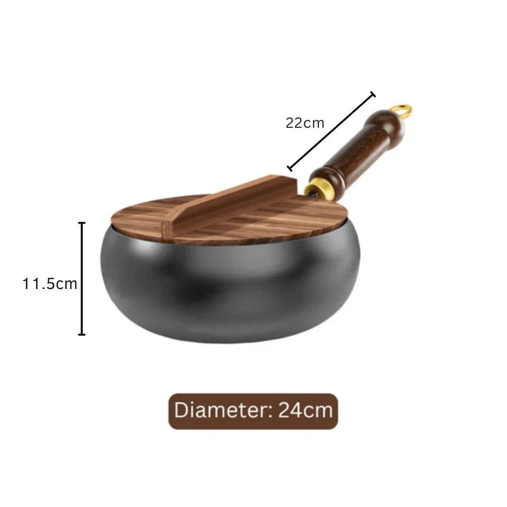 Multi-Purpose Cast Iron Cooking Pot with Wooden Handle (24cm) - Image 11