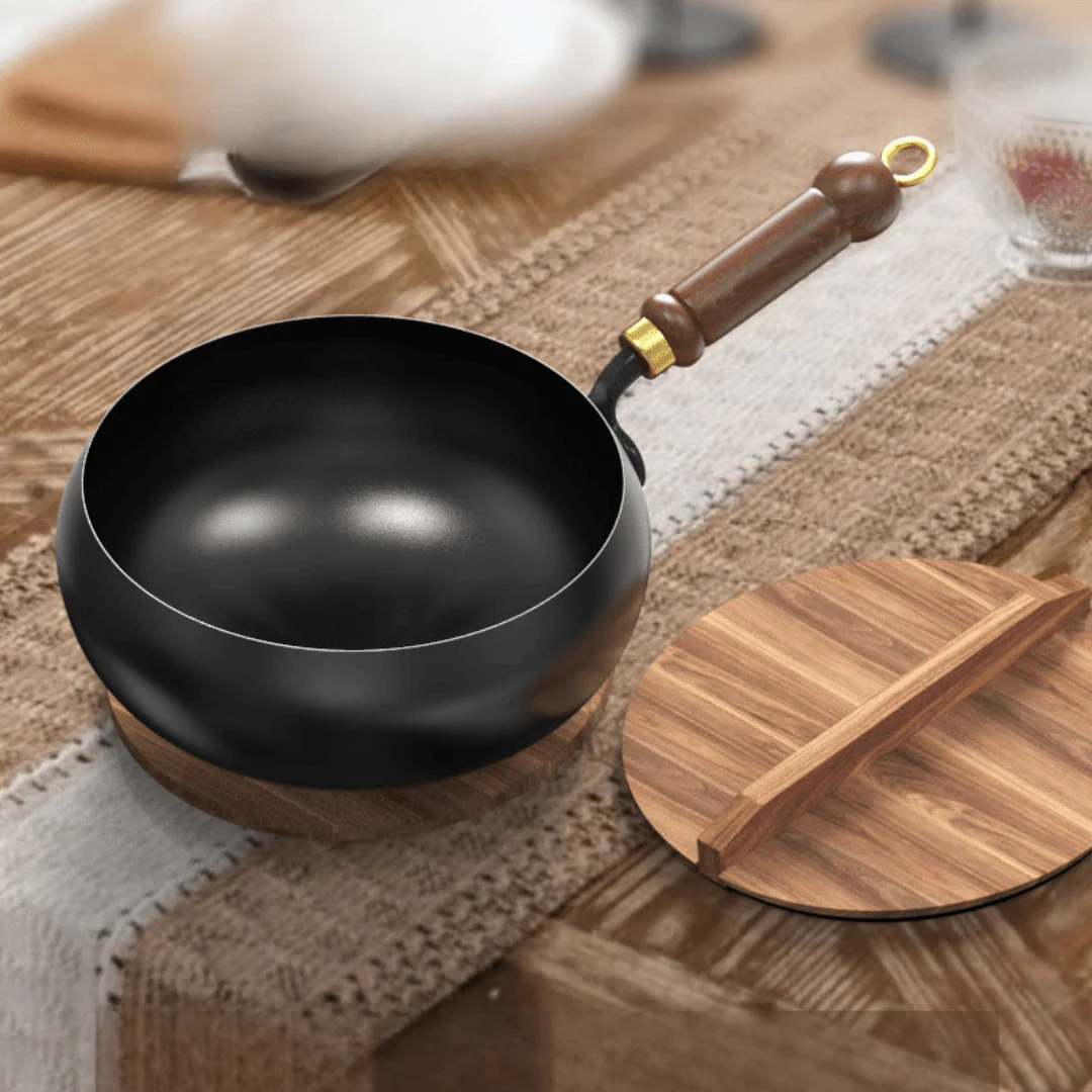Multi-Purpose Cast Iron Cooking Pot with Wooden Handle (24cm) - Image 3