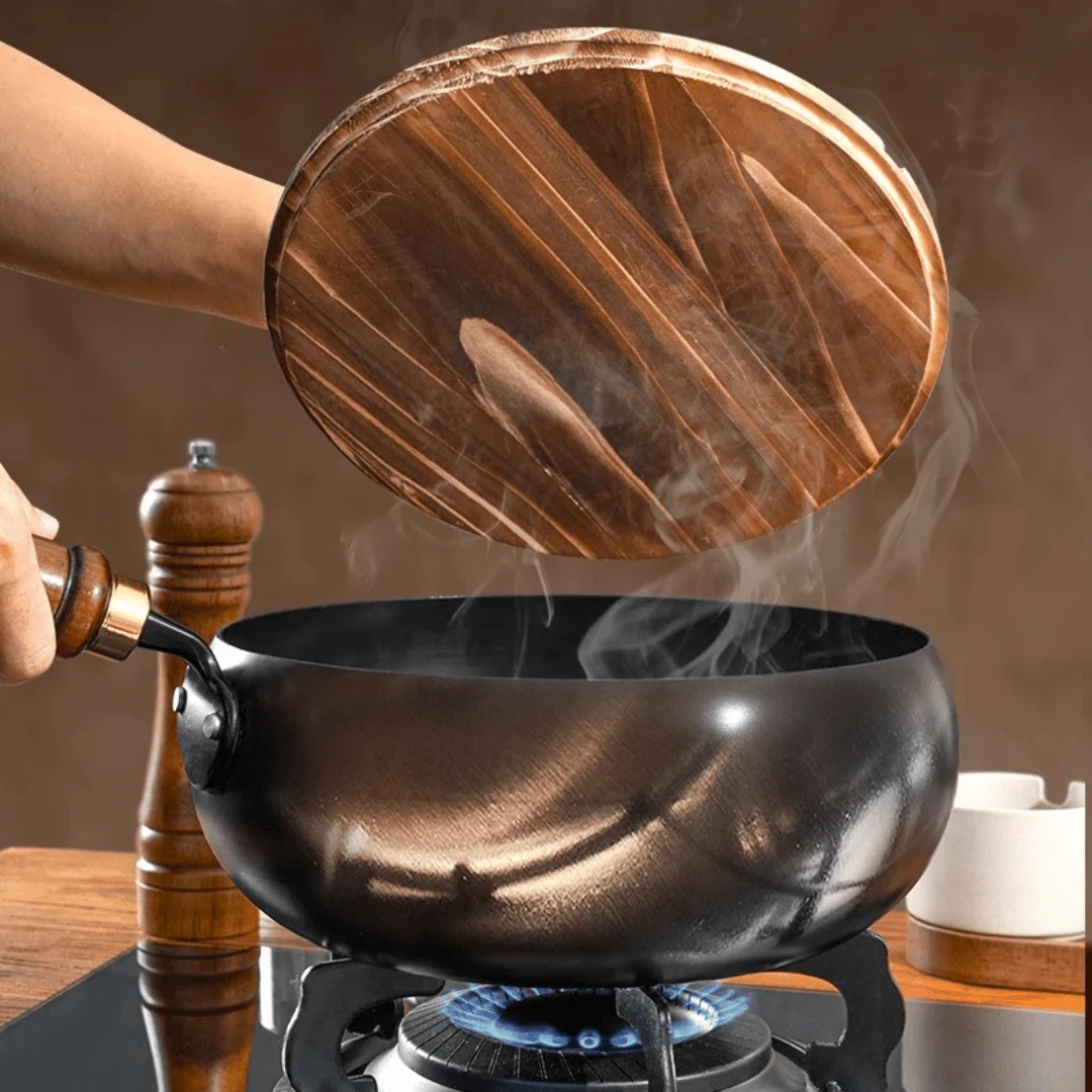 Multi-Purpose Cast Iron Cooking Pot with Wooden Handle (24cm) - Image 6