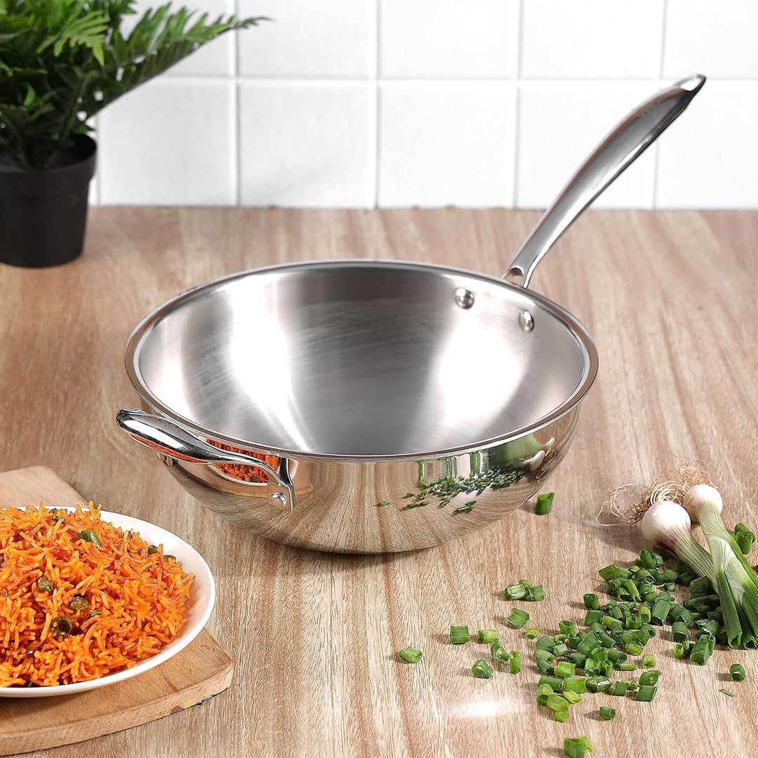 Multi-Purpose Non-Stick Tri-Ply Stainless Steel Wok(26 cm) - Image 3