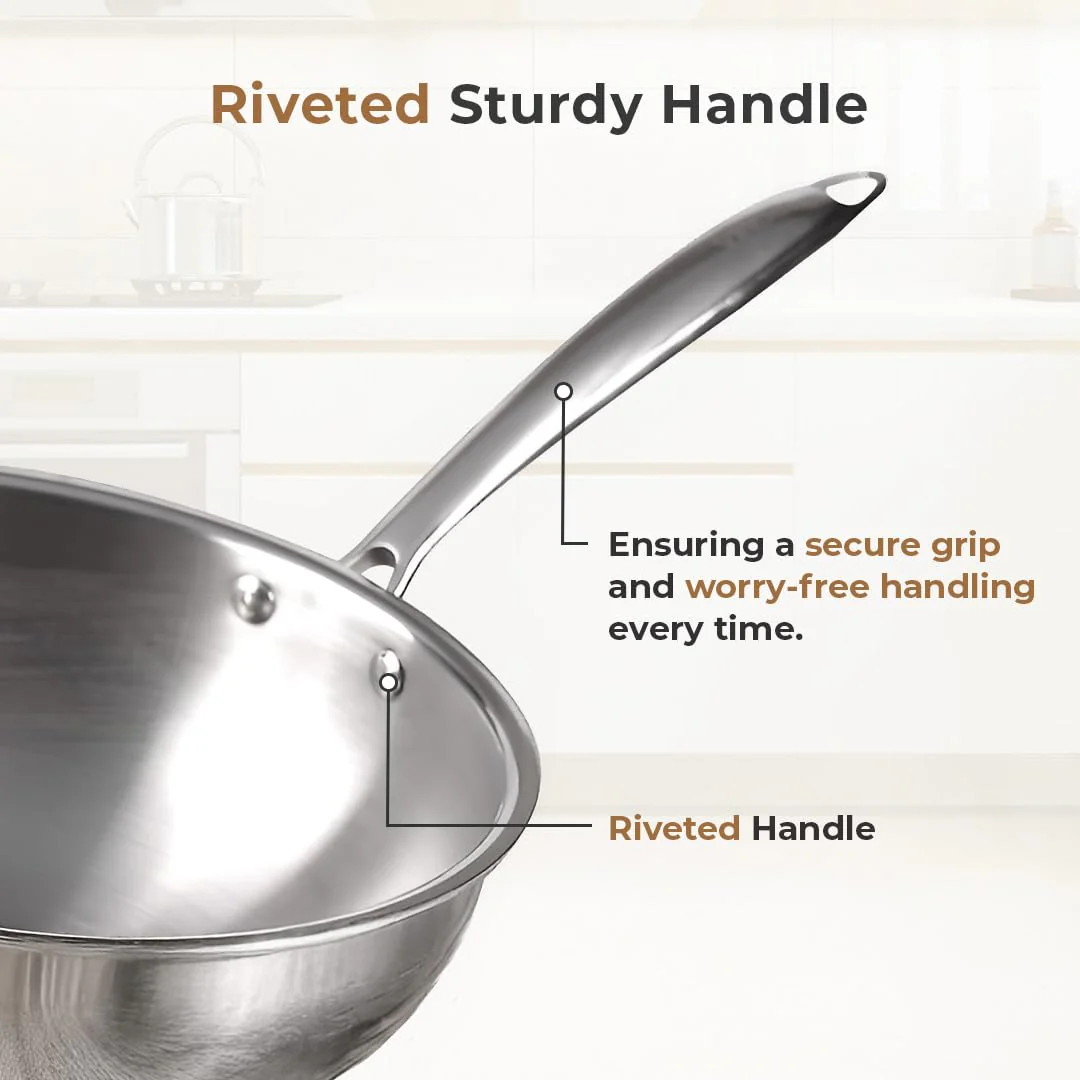 Multi-Purpose Non-Stick Tri-Ply Stainless Steel Wok(26 cm) - Image 5