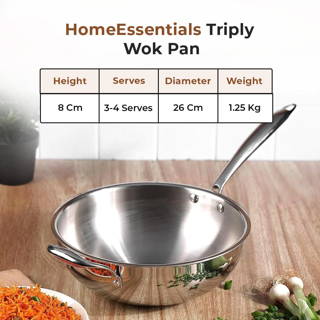 Multi-Purpose Non-Stick Tri-Ply Stainless Steel Wok(26 cm) - Image 7