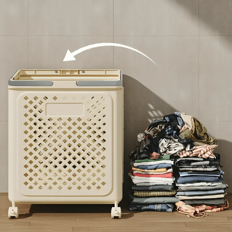 Multi-Purpose Plastic Foldable Laundry Basket with 360° Wheels - Image 3