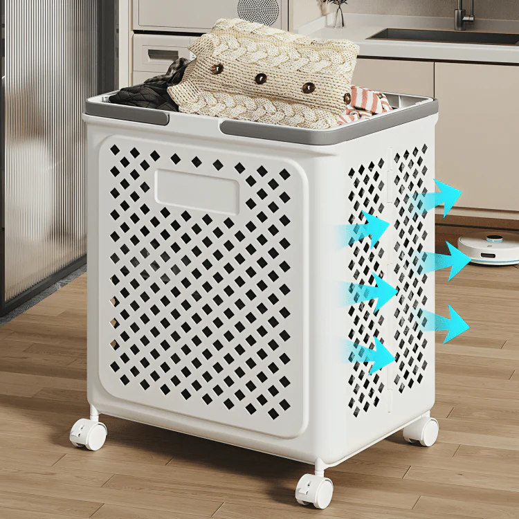Multi-Purpose Plastic Foldable Laundry Basket with 360° Wheels - Image 5