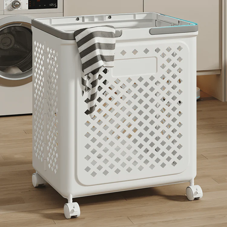 Multi-Purpose Plastic Foldable Laundry Basket with 360° Wheels - Image 6