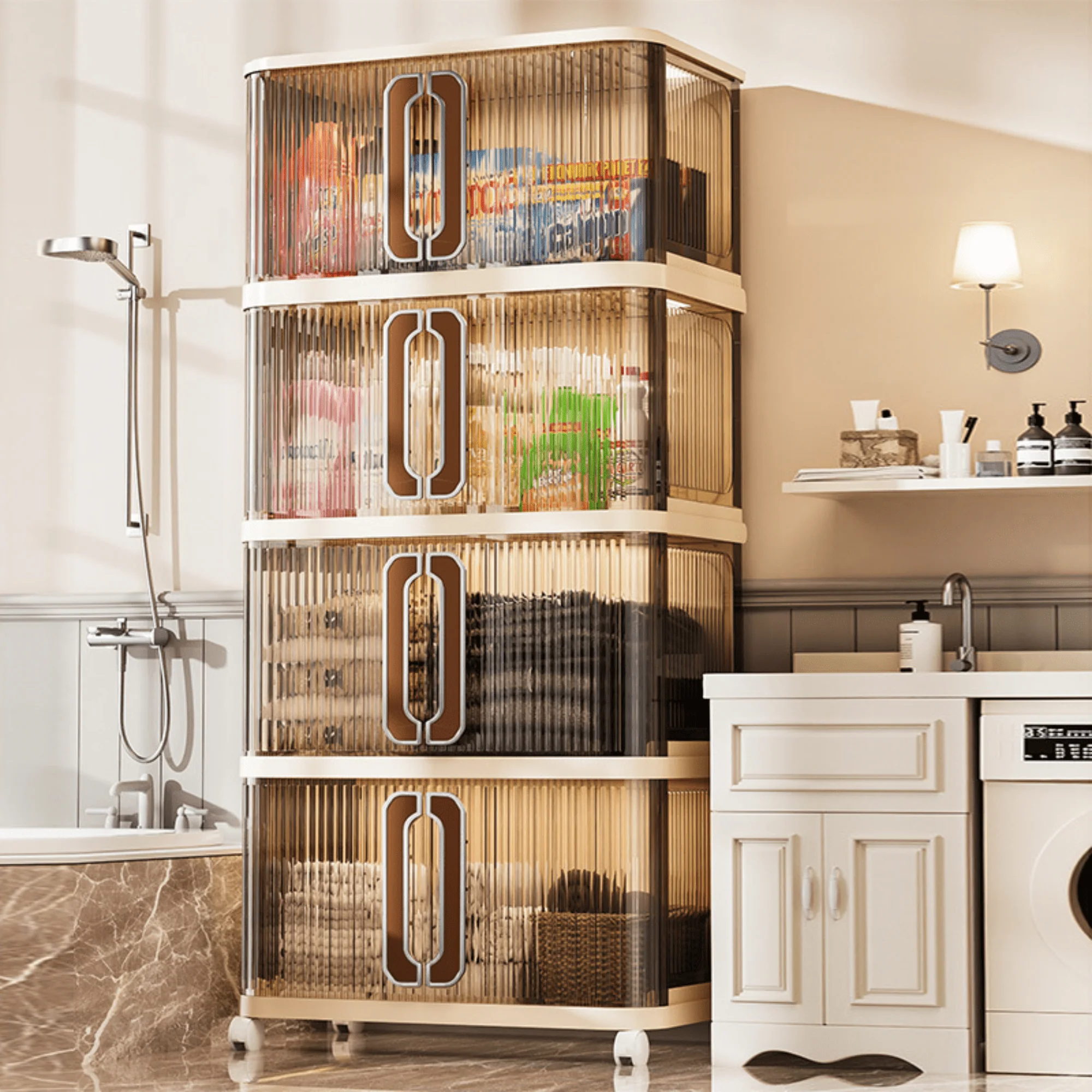 Multi-Purpose Plastic Large-Capacity Foldable Storage Cabinet with Double Doors - Image 3