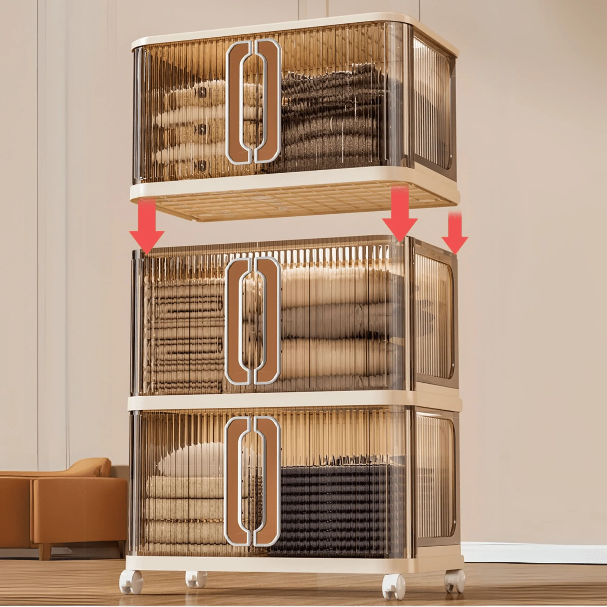 Multi-Purpose Plastic Large-Capacity Foldable Storage Cabinet with Double Doors - Image 4