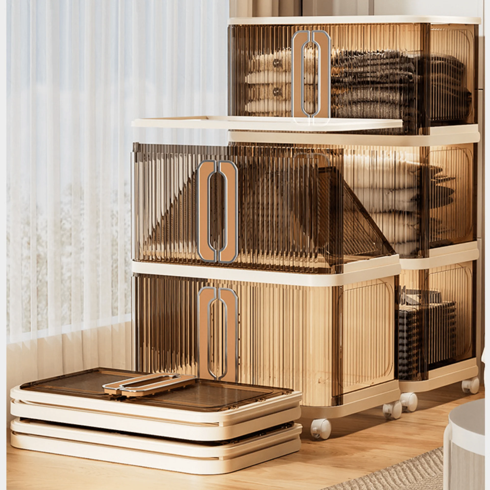Multi-Purpose Plastic Large-Capacity Foldable Storage Cabinet with Double Doors - Image 5