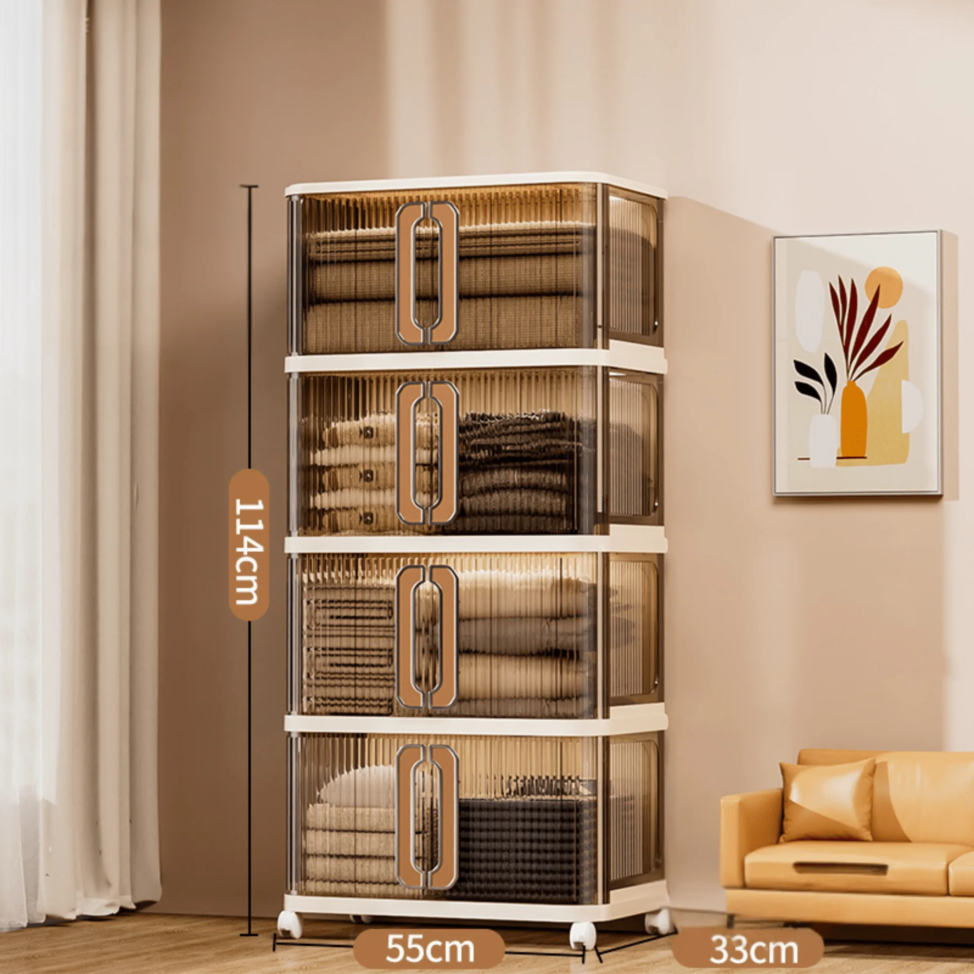 Multi-Purpose Plastic Large-Capacity Foldable Storage Cabinet with Double Doors - Image 9