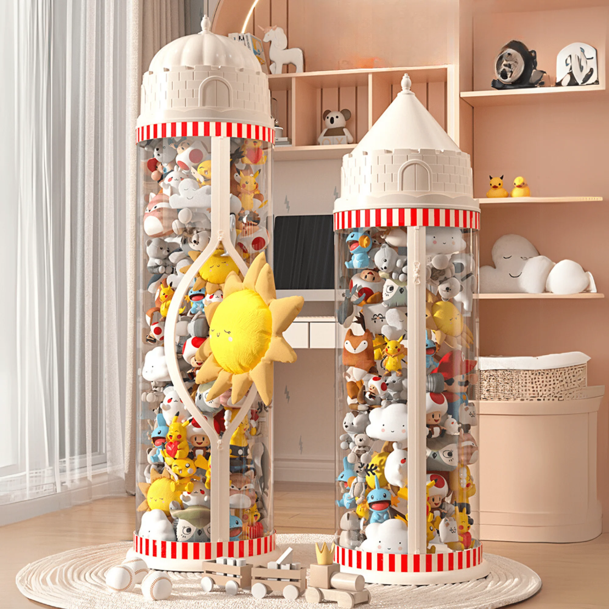 Multi-Purpose Plastic Princess Castle Doll Storage Bucket with Zipper (27cm) - Image 3