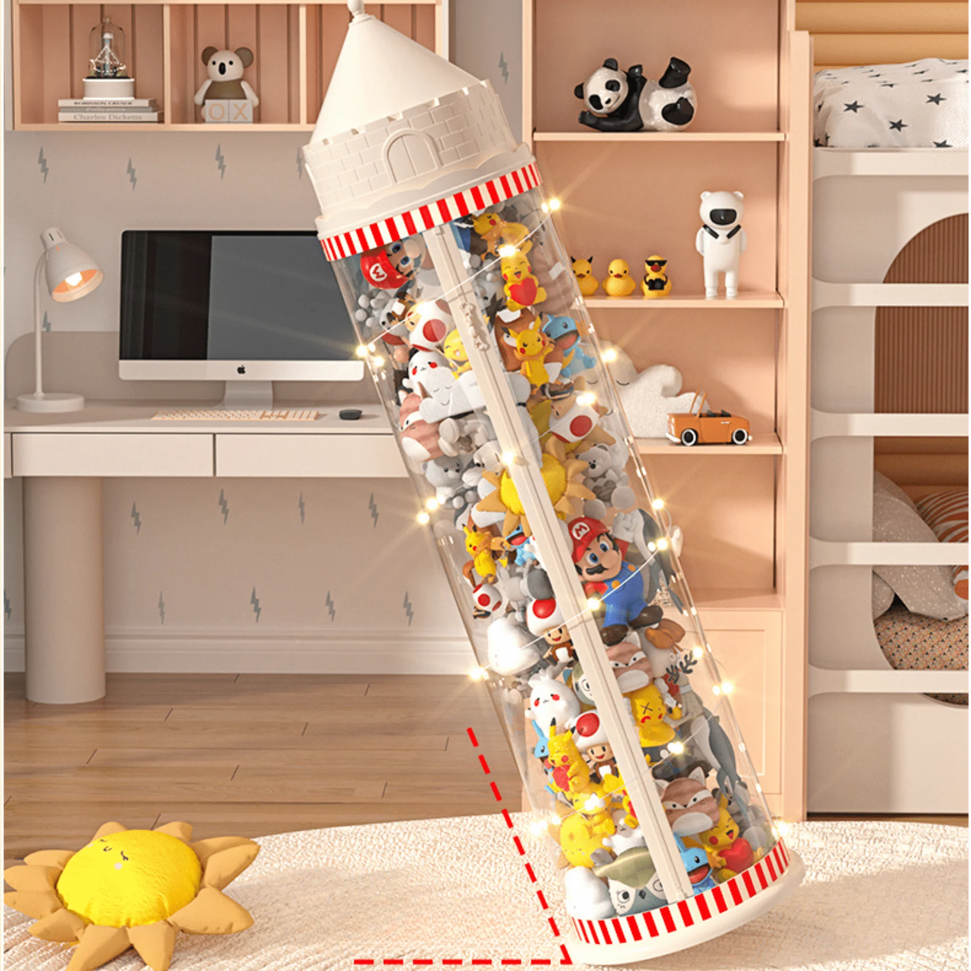 Multi-Purpose Plastic Princess Castle Doll Storage Bucket with Zipper (27cm) - Image 4