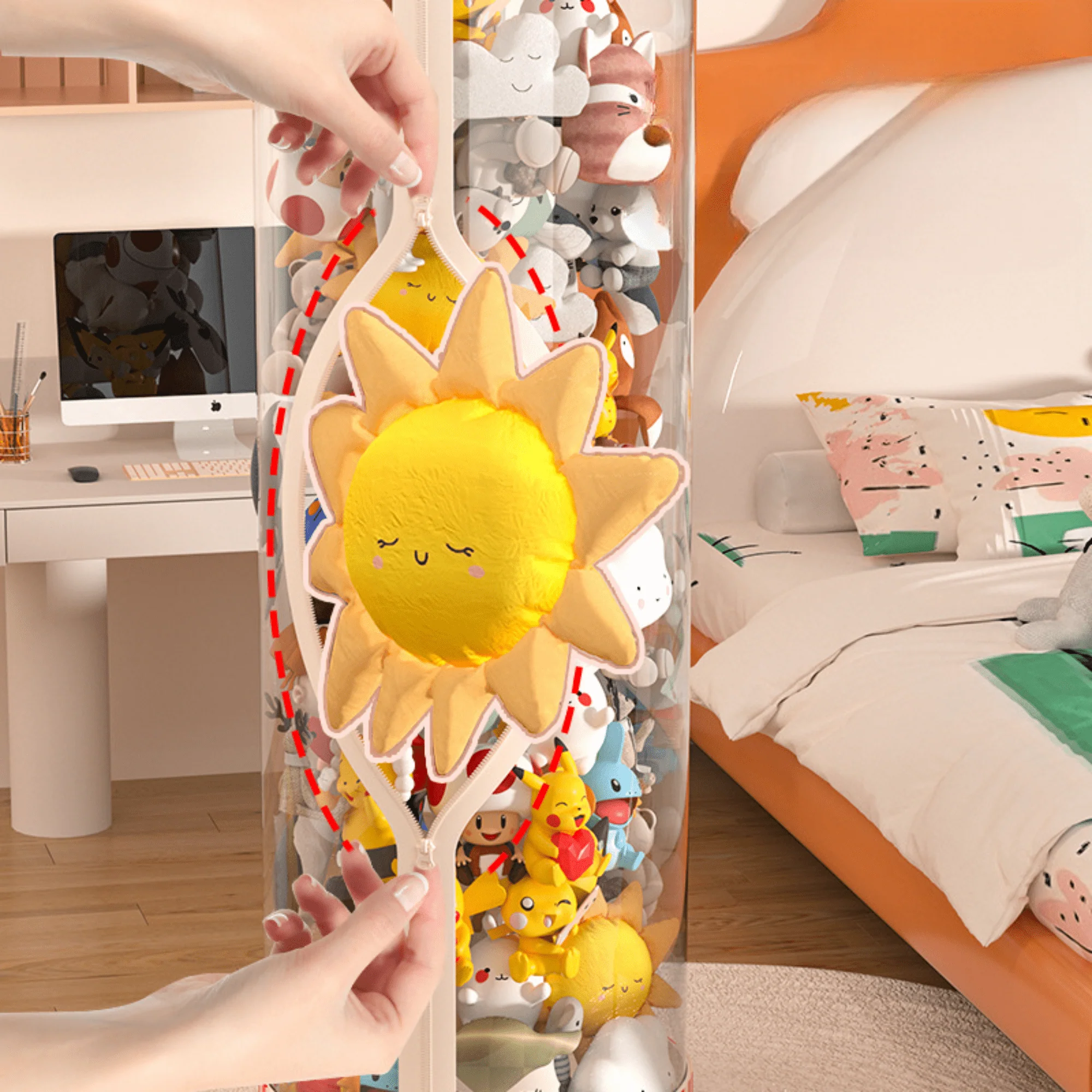 Multi-Purpose Plastic Princess Castle Doll Storage Bucket with Zipper (27cm) - Image 5
