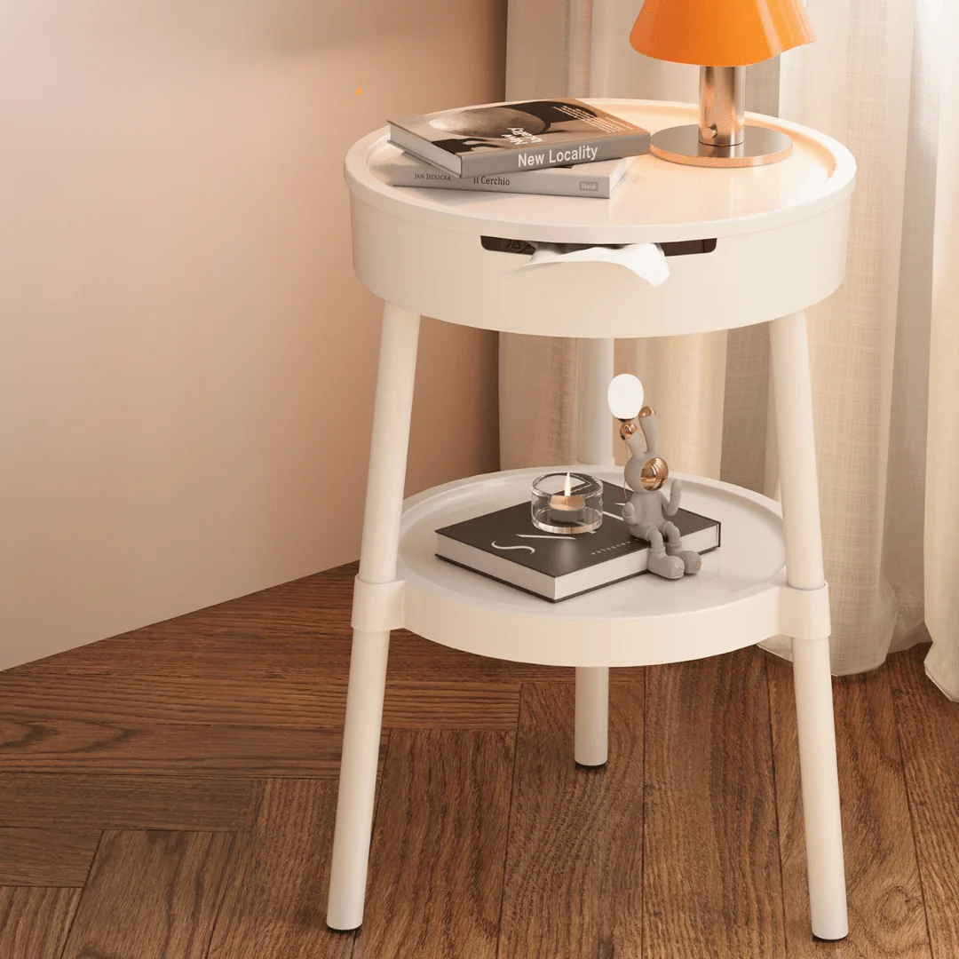 Multi-Purpose Round 2-Tier Side Table with Storage Shelf(35cm) - Image 2