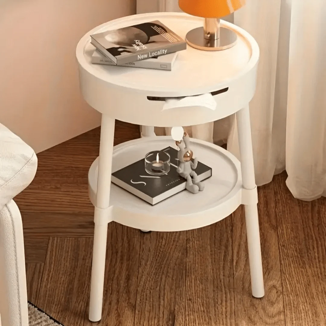 Multi-Purpose Round 2-Tier Side Table with Storage Shelf(35cm) - Image 3