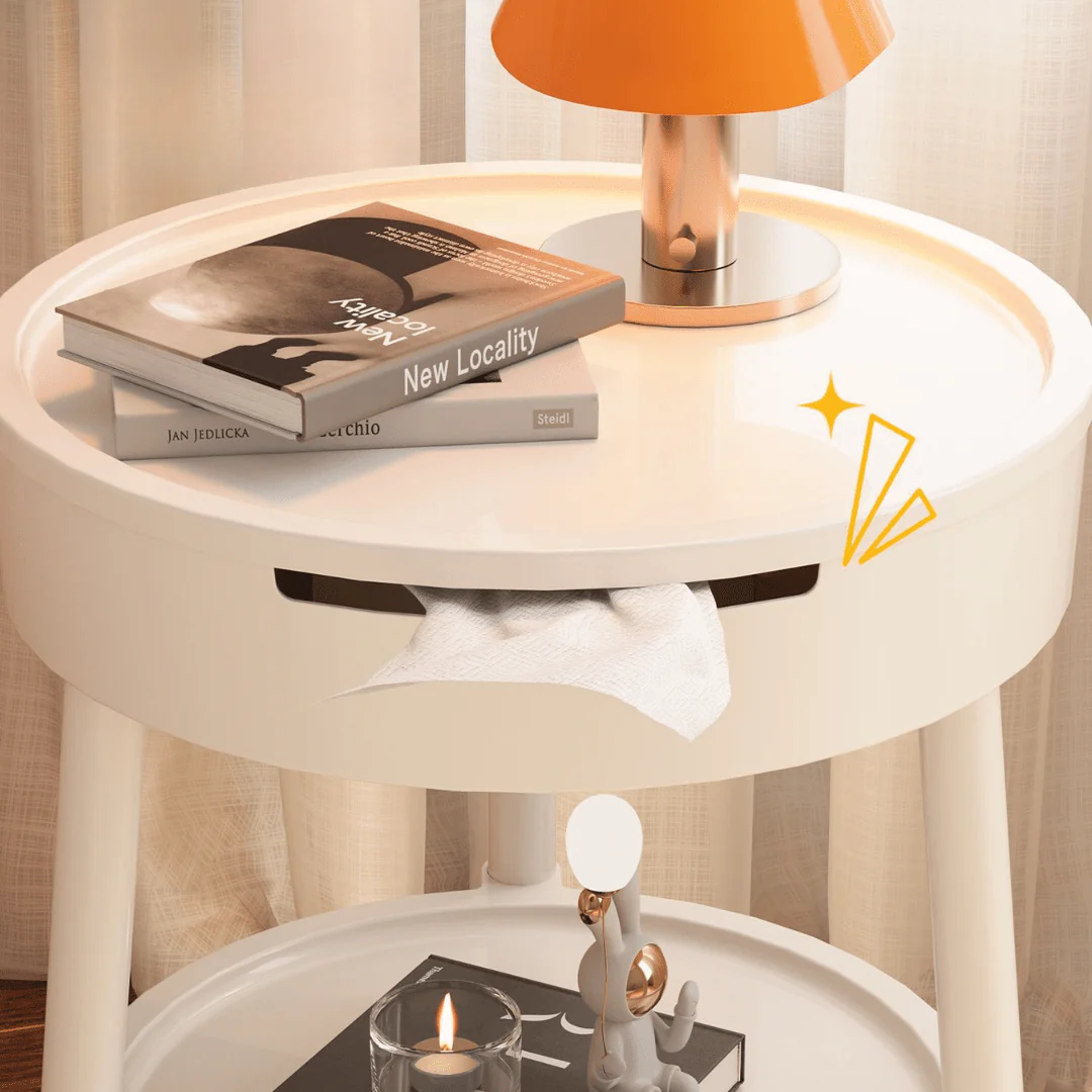 Multi-Purpose Round 2-Tier Side Table with Storage Shelf(35cm) - Image 4