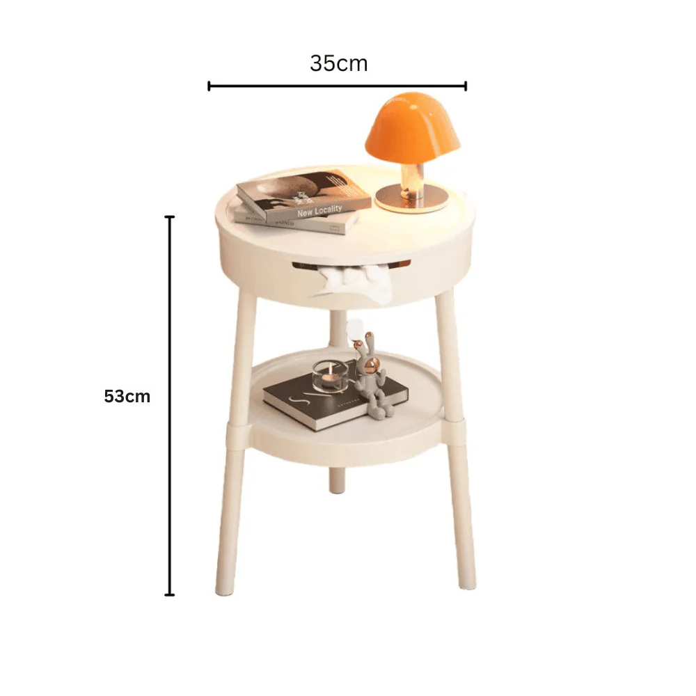 Multi-Purpose Round 2-Tier Side Table with Storage Shelf(35cm) - Image 6