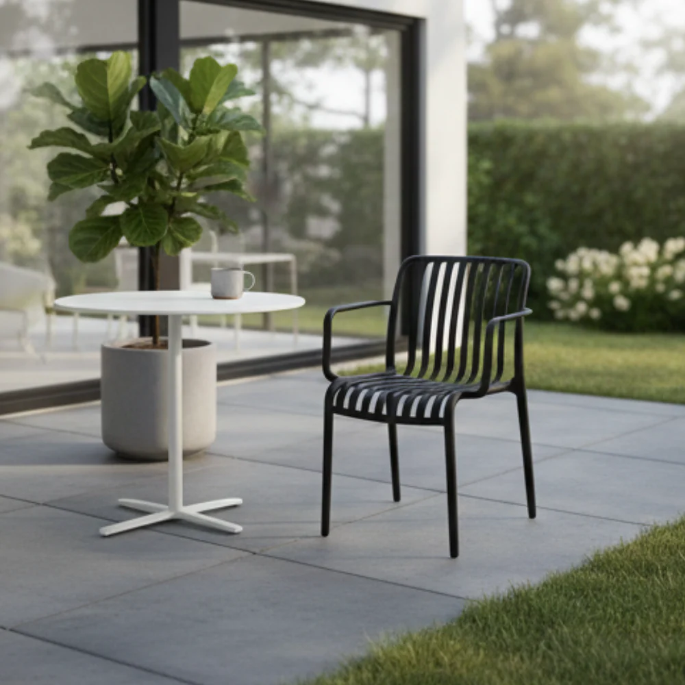 Multi-Purpose Stackable Plastic Chair with Armrest - Image 3
