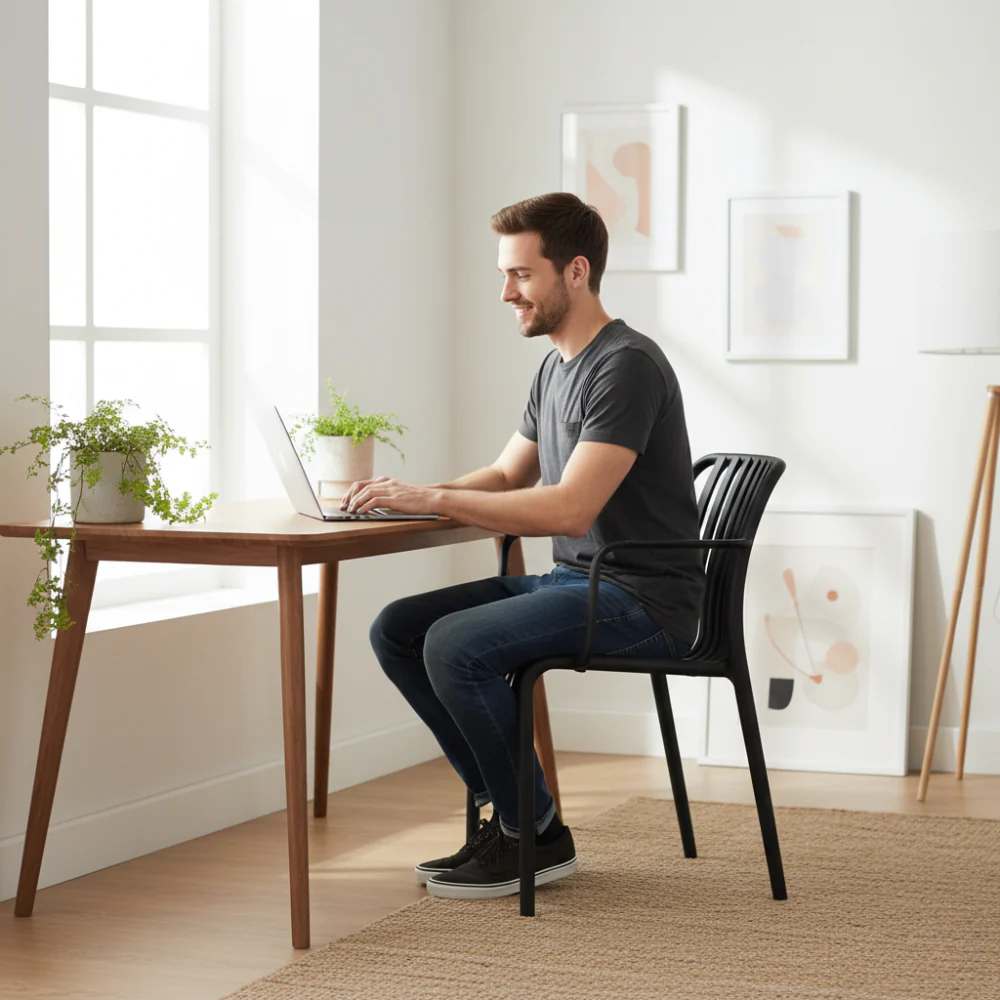 Multi-Purpose Stackable Plastic Chair with Armrest - Image 4
