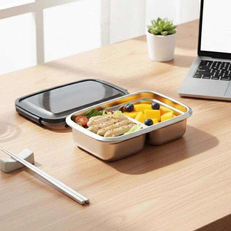 Multi-Purpose Stainless Steel 2-Compartment Food Storage Container (1800ml) - Image 3
