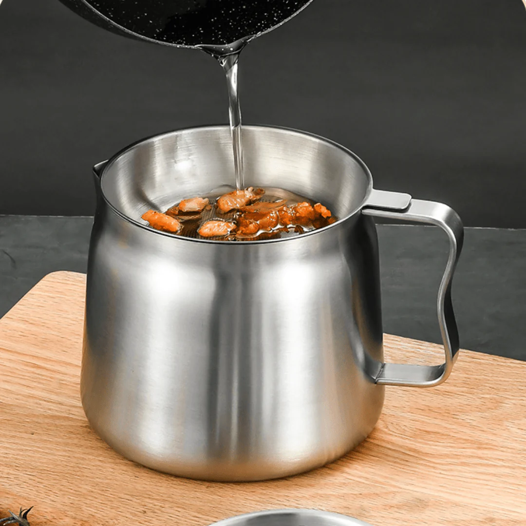 Multi-Purpose Stainless Steel Cooking Oil Strainer Pot - Image 4