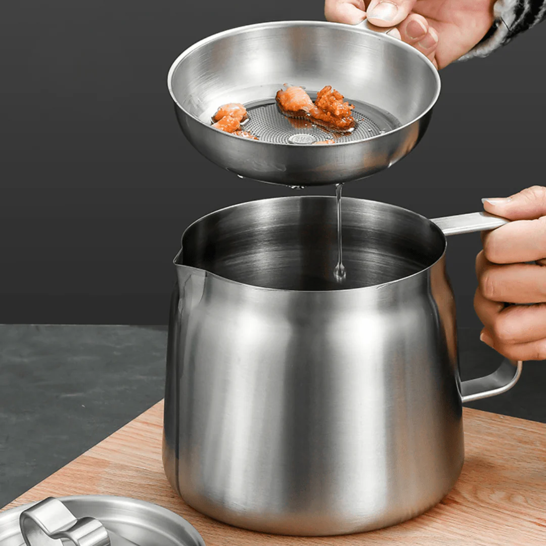 Multi-Purpose Stainless Steel Cooking Oil Strainer Pot - Image 5