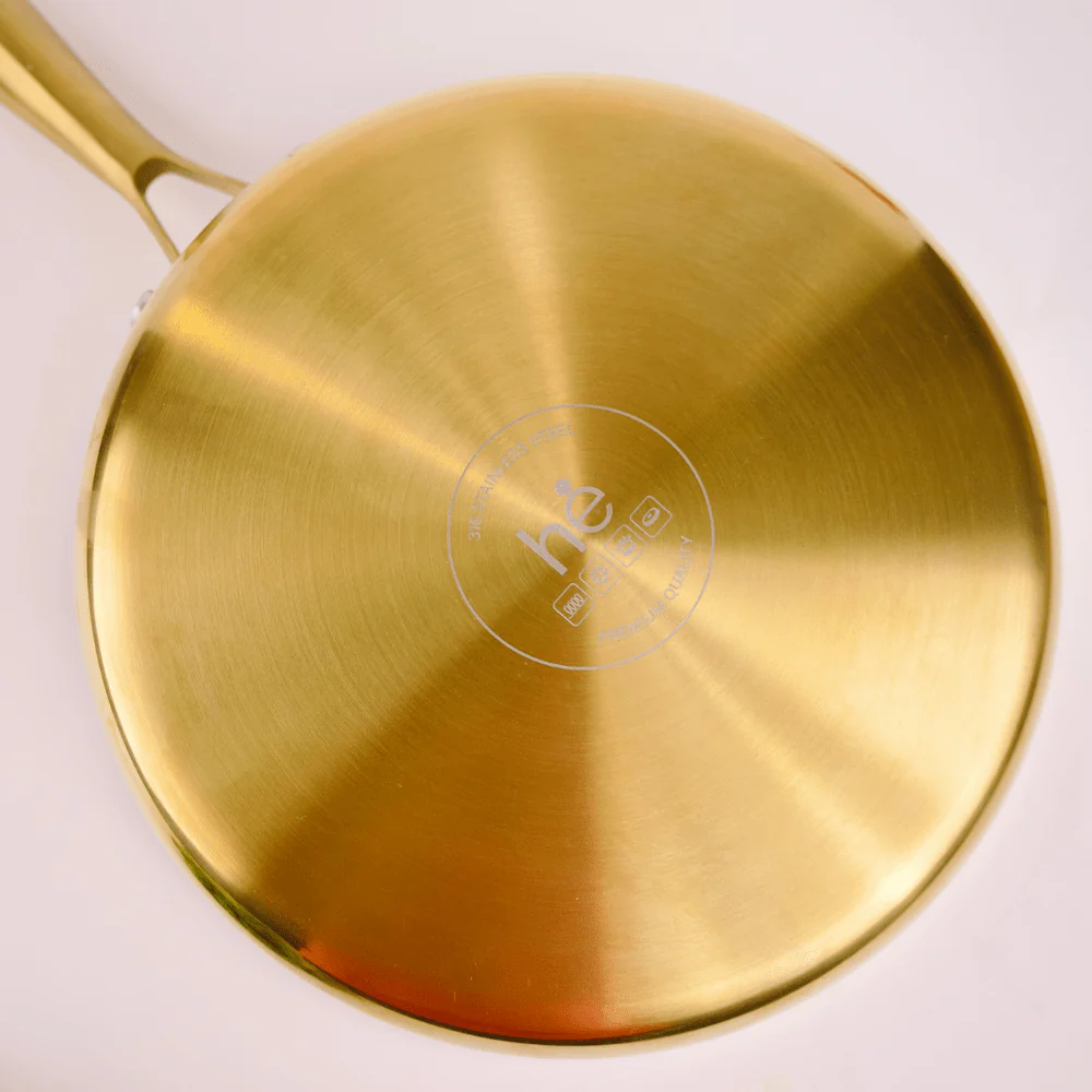 Multi-Purpose Stainless Steel Gold Honeycomb Frying Pan with Lid(24cm) - Image 4