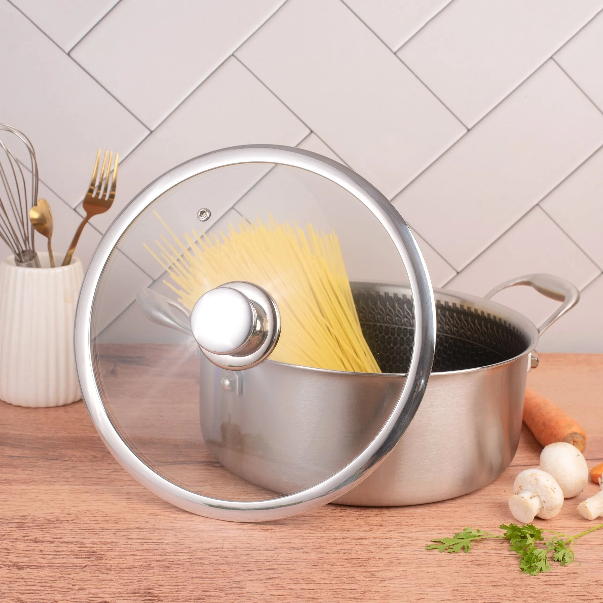 Multi-Purpose Stainless Steel Honeycomb Soup Pot with Lid (24cm) - Image 4