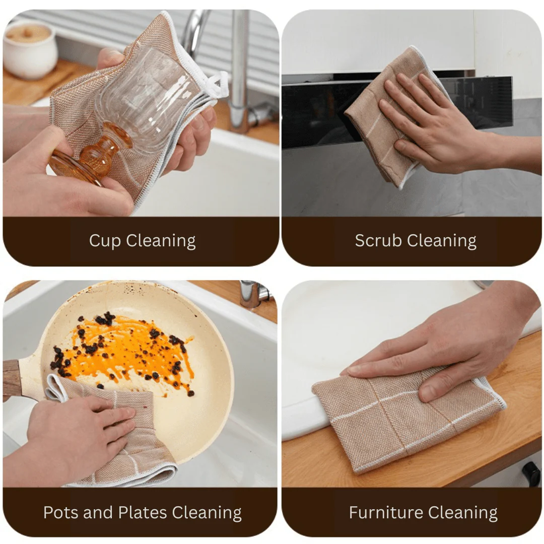 Multi-Purpose Thickened Wood Fiber Water Absorbent Cleaning Cloth(30 x 30cm) - Image 6