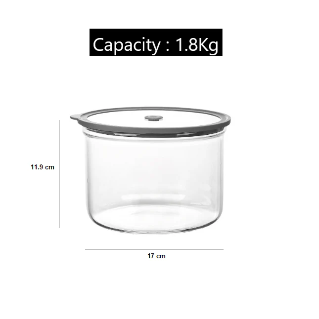 Multi-Purpose Transparent Borosilicate Food Storage Container with Airtight Lid(1.8Kg) - Image 6