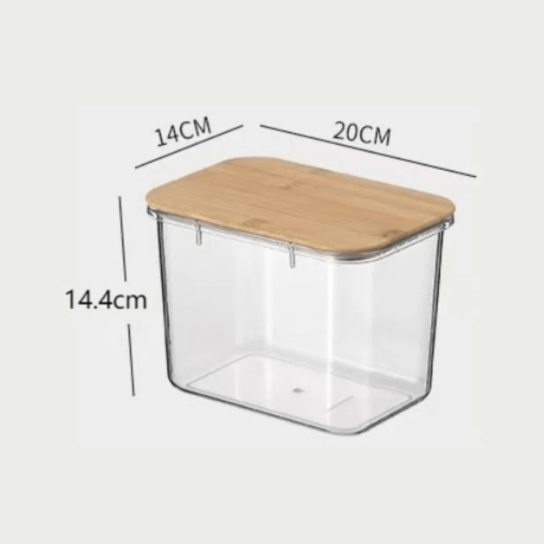 Multi-Purpose Transparent Food Storage Containers with Wooden Lid - Image 10