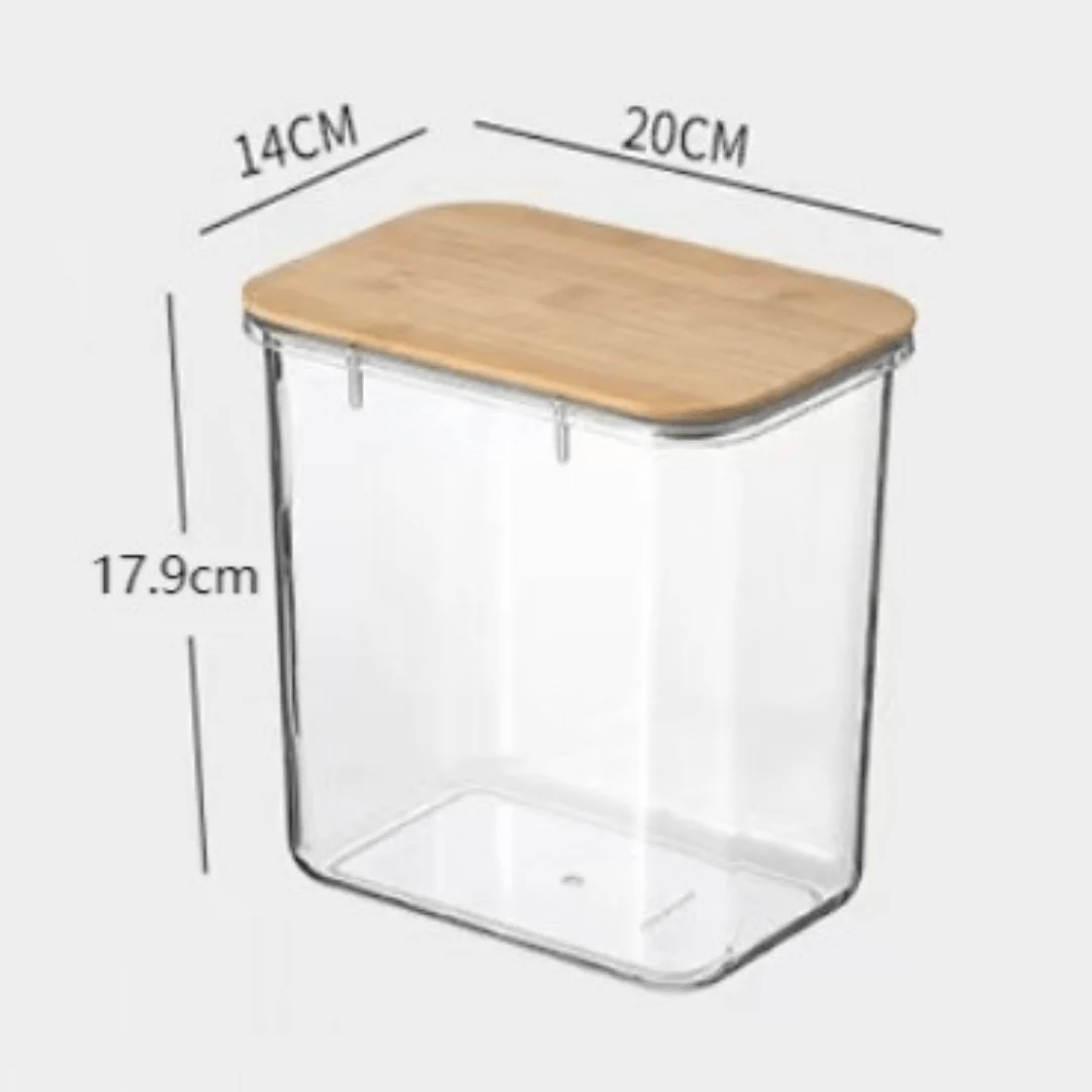 Multi-Purpose Transparent Food Storage Containers with Wooden Lid - Image 11
