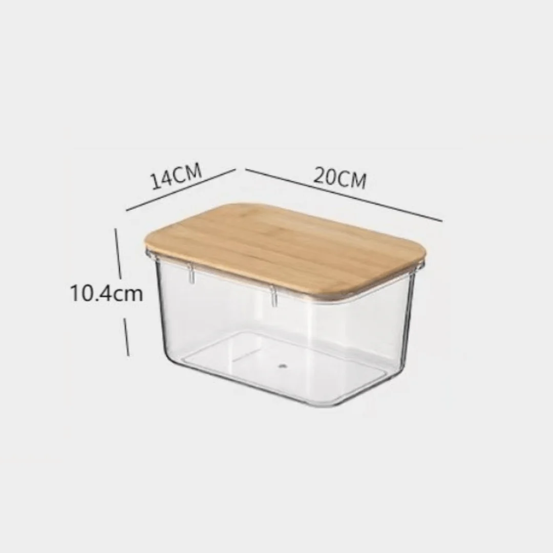 Multi-Purpose Transparent Food Storage Containers with Wooden Lid - Image 8